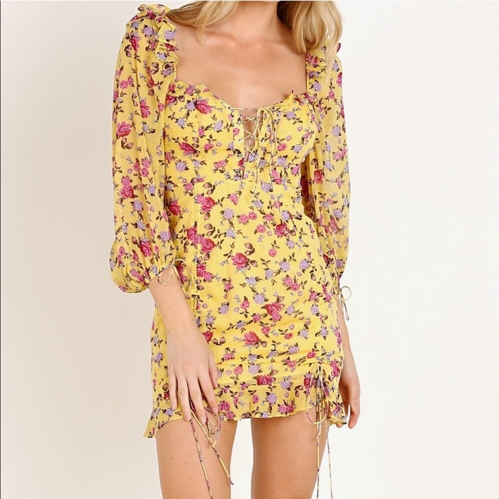 yellow mini floral dress
